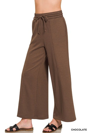 Zenana Scuba Drawstring Wide Leg Pants