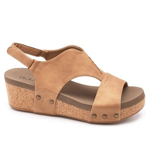 ladies' brown over cork adjustable strap sandal