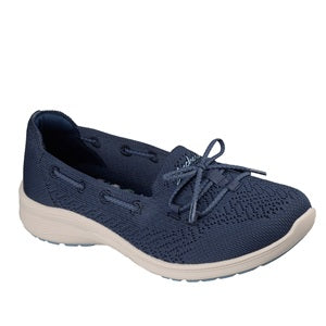 women's navy blue casual shoe on a white sole