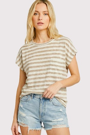 women's striped short sleeve shirt
