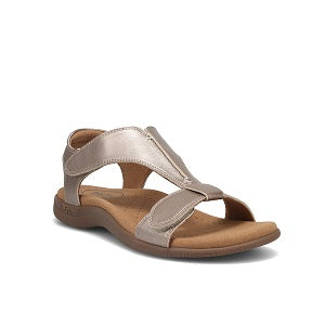 ladies fully adjustable t-strap leather sandal with arch support