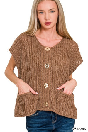 Zenana 4 Button Sweater Vest
