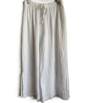 women's white wide leg pants with drawstring waist