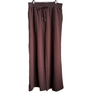 Women's wide-leg brown pants with an elastic drawstring waist