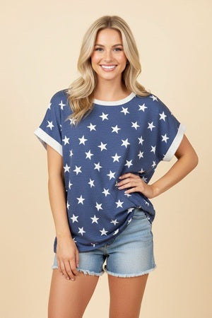 Heimish Short Sleeve Star French Terry Top