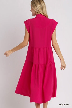 Umgee Collared Tiered Maxi Dress