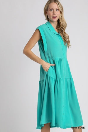 Umgee Collared Tiered Maxi Dress