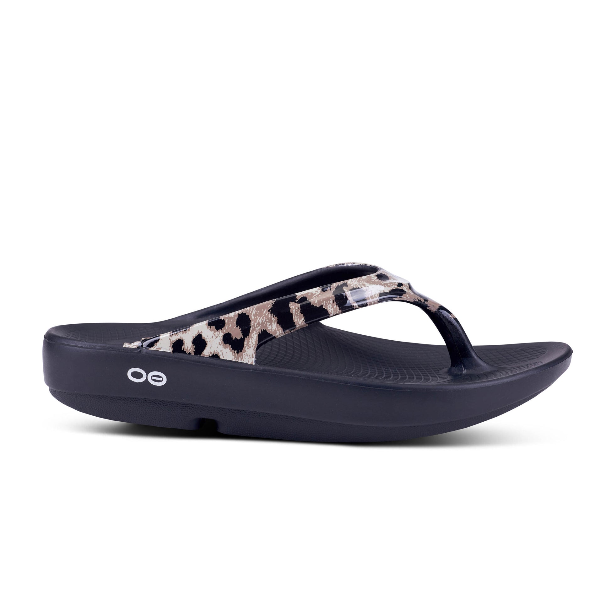OOFOS OOlala Limited Women's Black Cheetah Recovery Sandal 1403BLKCHEET
