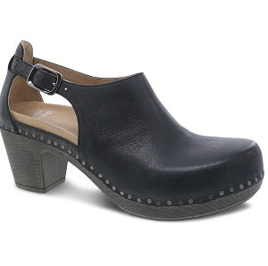 DANSKO Sassy - Women's Black Leather Chunky Heel Dress Shoe1831029400 side