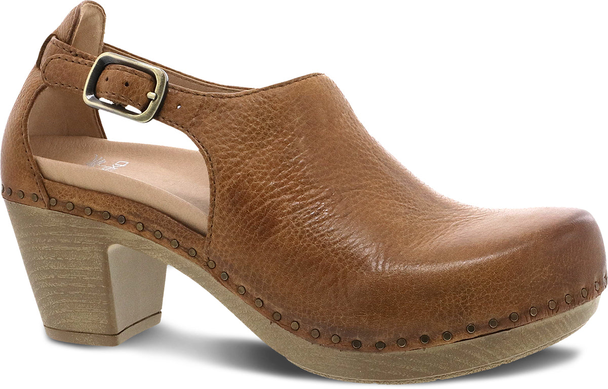 DANSKO Sassy - Women's Tan Leather Chunky Heel Dress Shoe