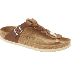 BIRKENSTOCK Gizeh Braid Oiled Leather Thong Sandal in Cognac_1021355